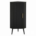 Black Wood Corner Cabinet with Metal Handle, Hexagon, 120cm