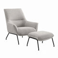 Gray Fabric Armchair and Ottoman Set with Metal Frame