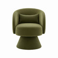 Velvet Swivel Lounge Chair Olive Green Upholstered