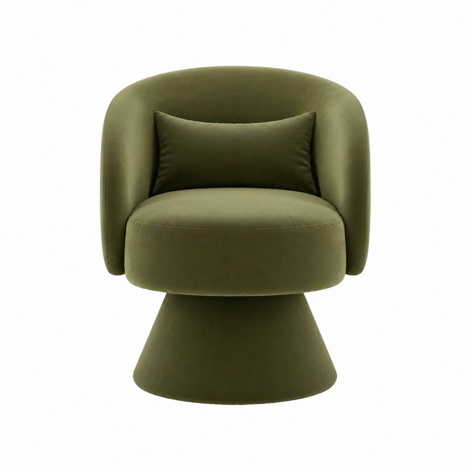 Velvet Swivel Lounge Chair Olive Green Upholstered