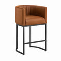 PU Leather Bar Stool with Black Metal Frame Brown 95cm
