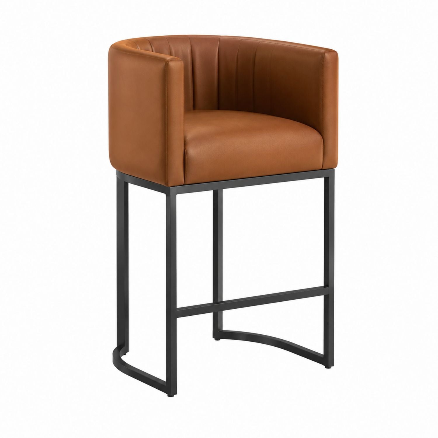PU Leather Bar Stool with Black Metal Frame Brown 95cm