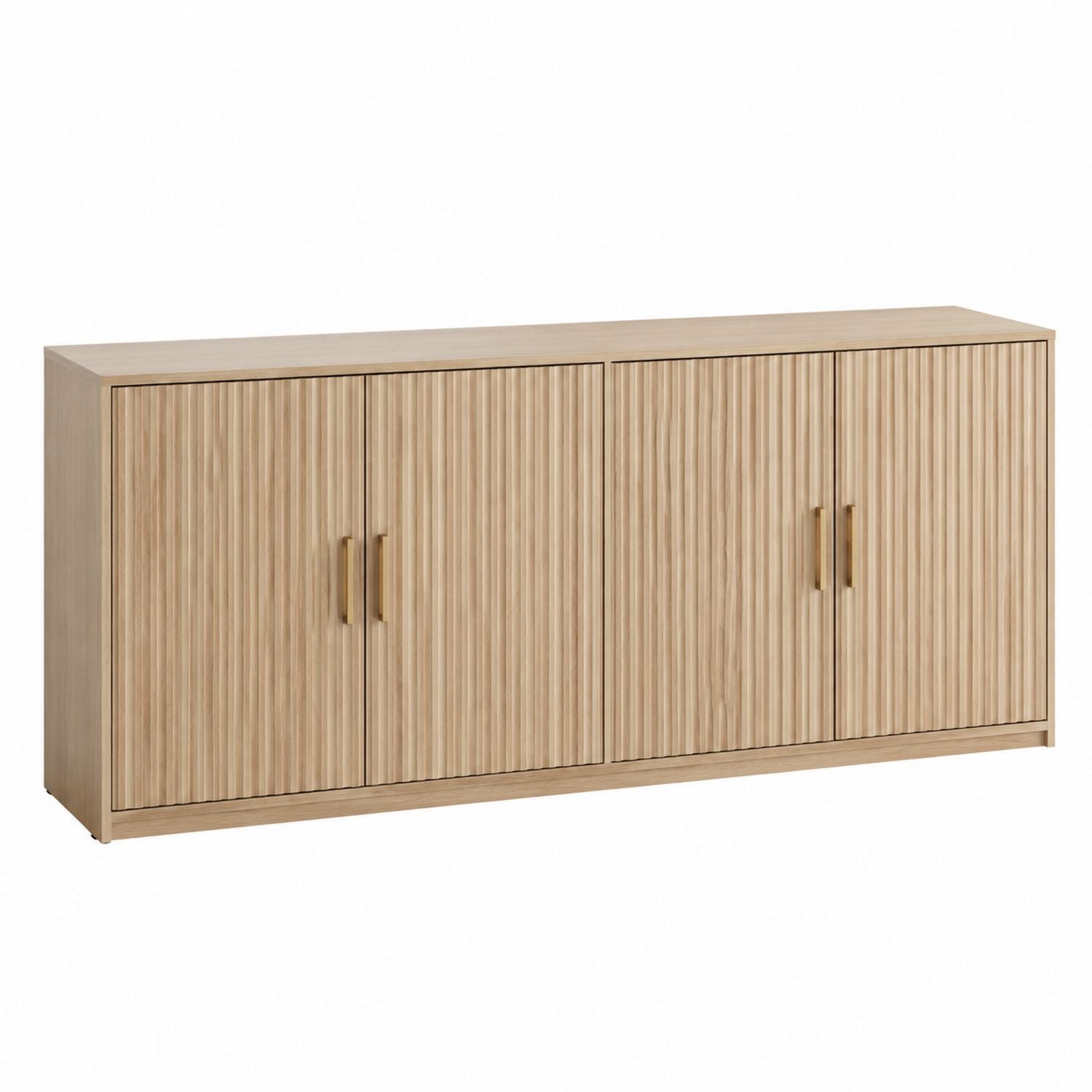 Wooden Storage Cabinet Oak Finish 4-Door 180x45x80 cm