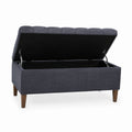 Upholstered Storage Bench Polyester Gray 100cm x 45cm x 50cm