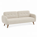 Beige Fabric Sofa with Wooden Legs 200cm Length