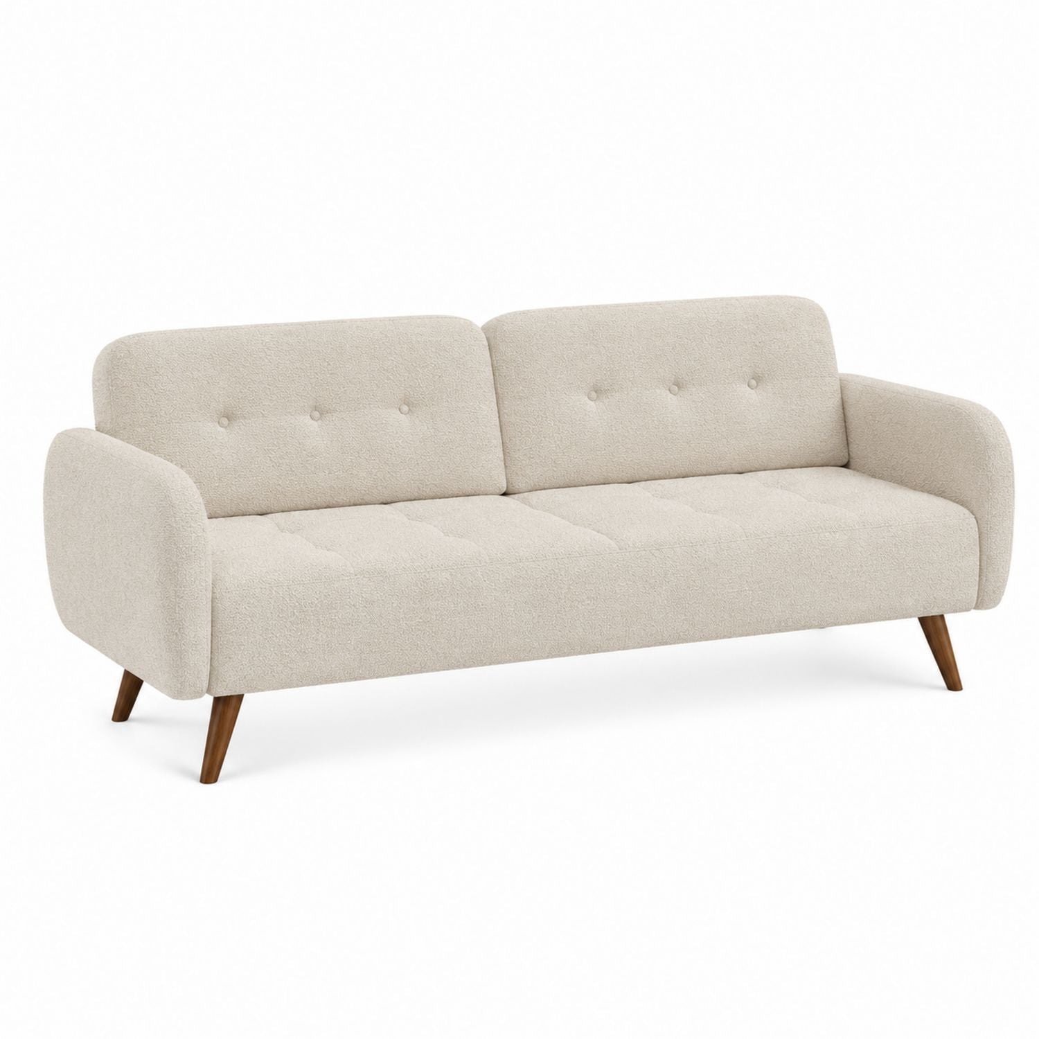 Beige Fabric Sofa with Wooden Legs 200cm Length