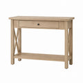 Wood Console Table with Drawer and Shelf 110cm