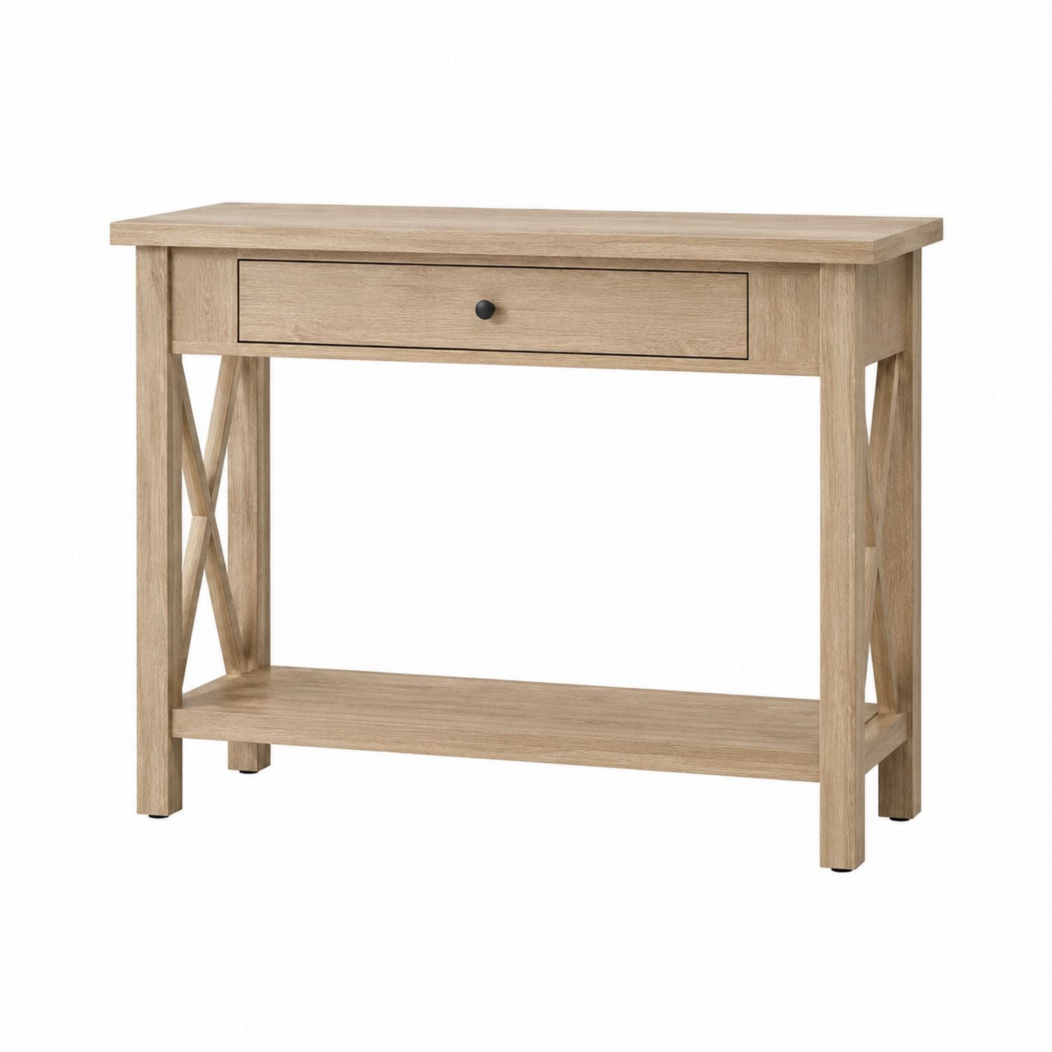 Wood Console Table with Drawer and Shelf 110cm