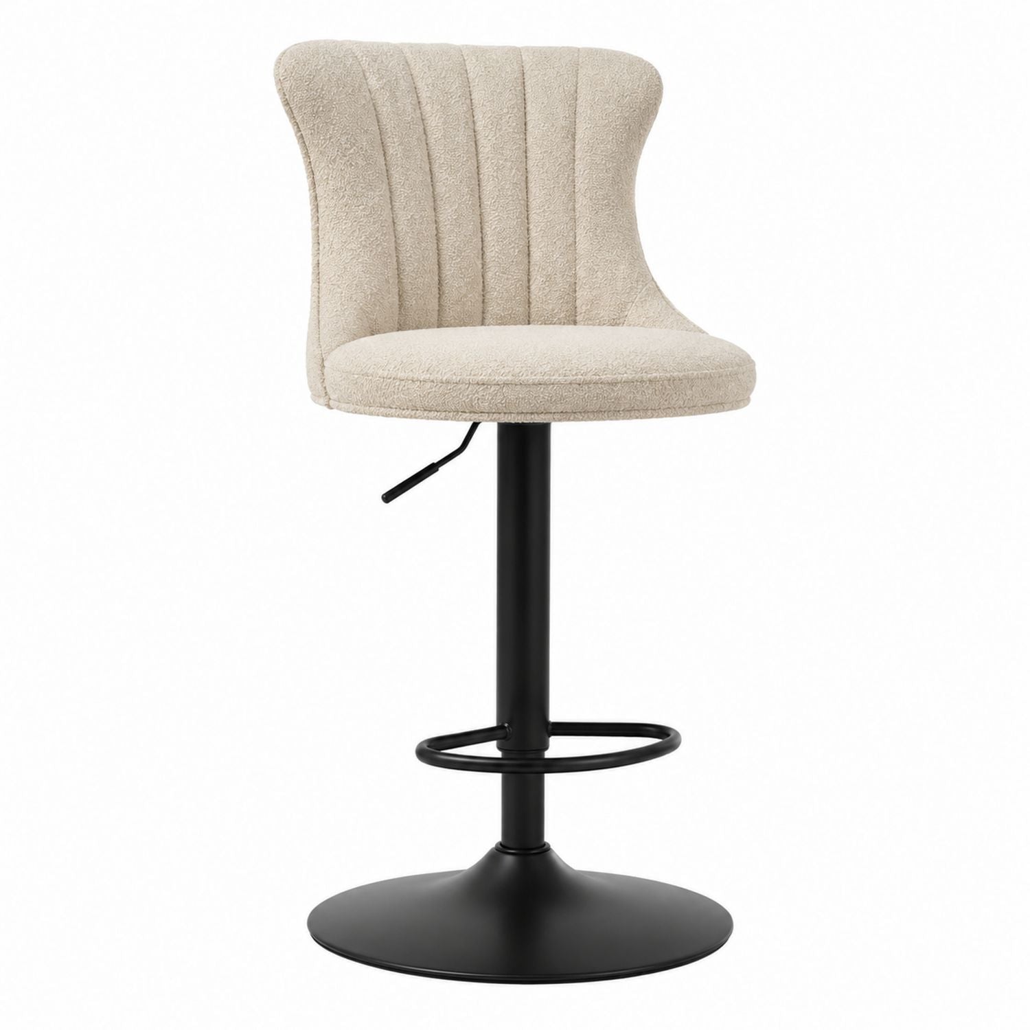 Boucle Adjustable Swivel Bar Stool with Metal Base