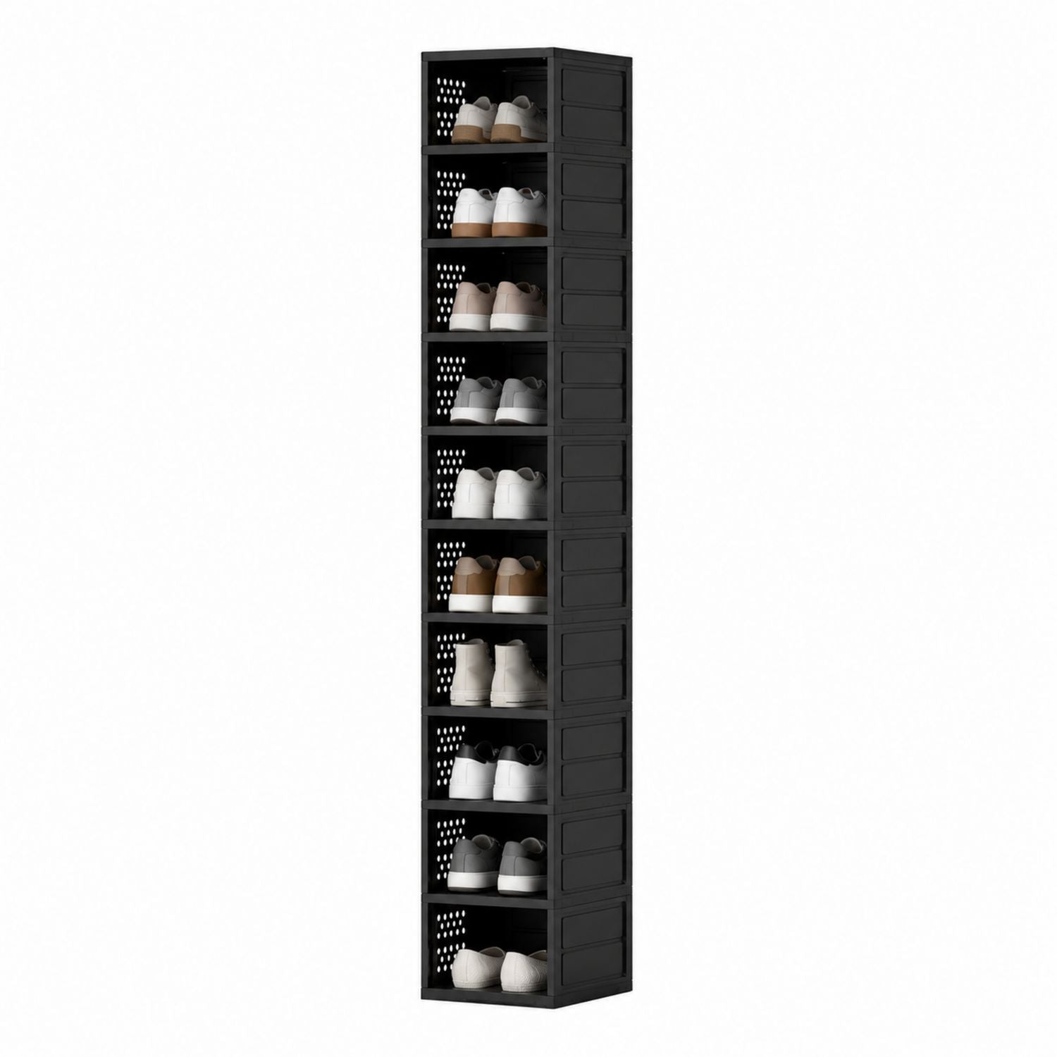 Steel Vertical Shoe Rack Black 10-Tier 185cm