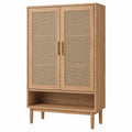 Wood Shoe Cabinet with Rattan Doors, 180 cm