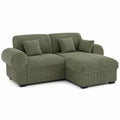 Corduroy L-Shaped Sofa Set Olive Green 230cm