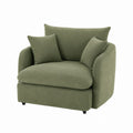 Green Linen Armchair with Cushions