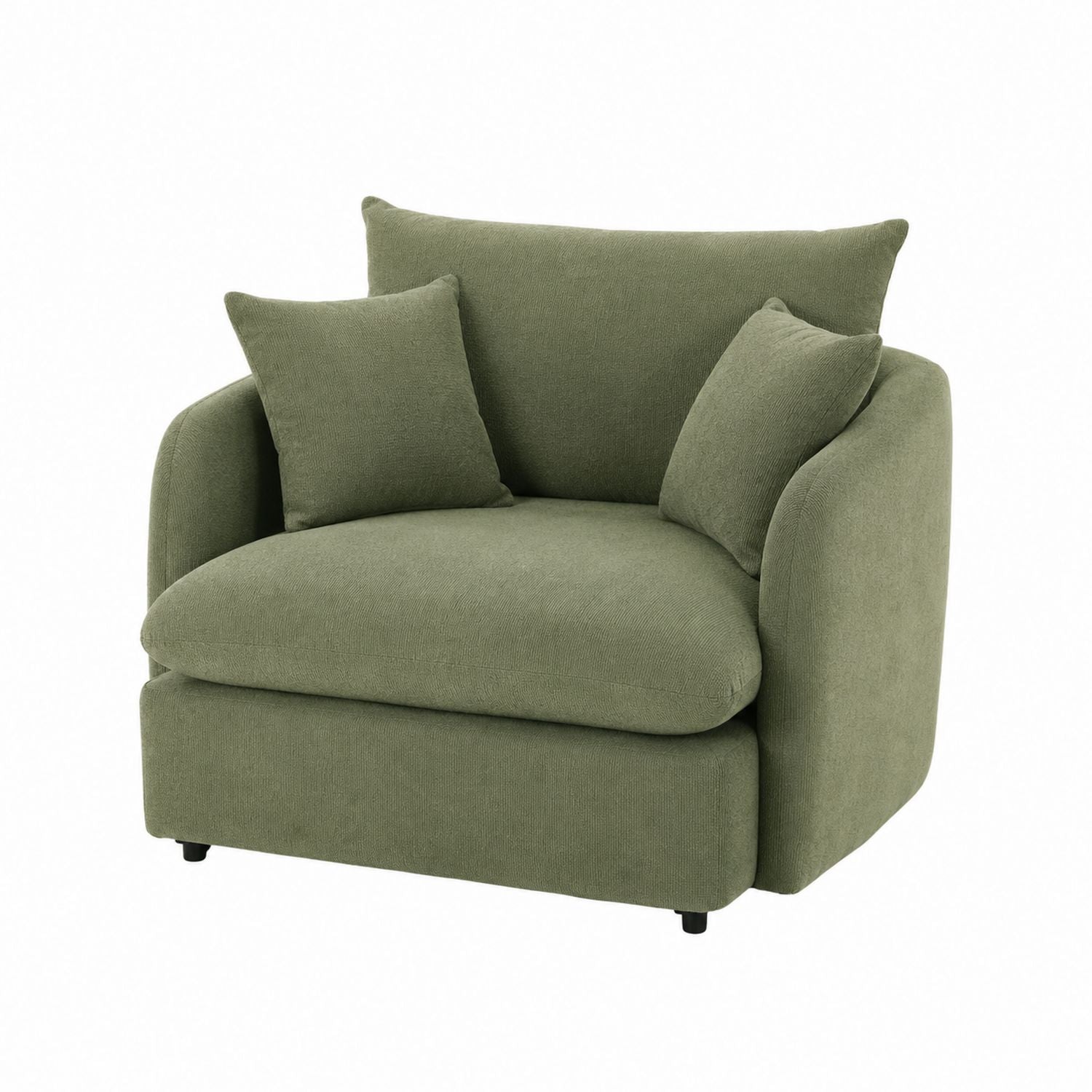 Green Linen Armchair with Cushions