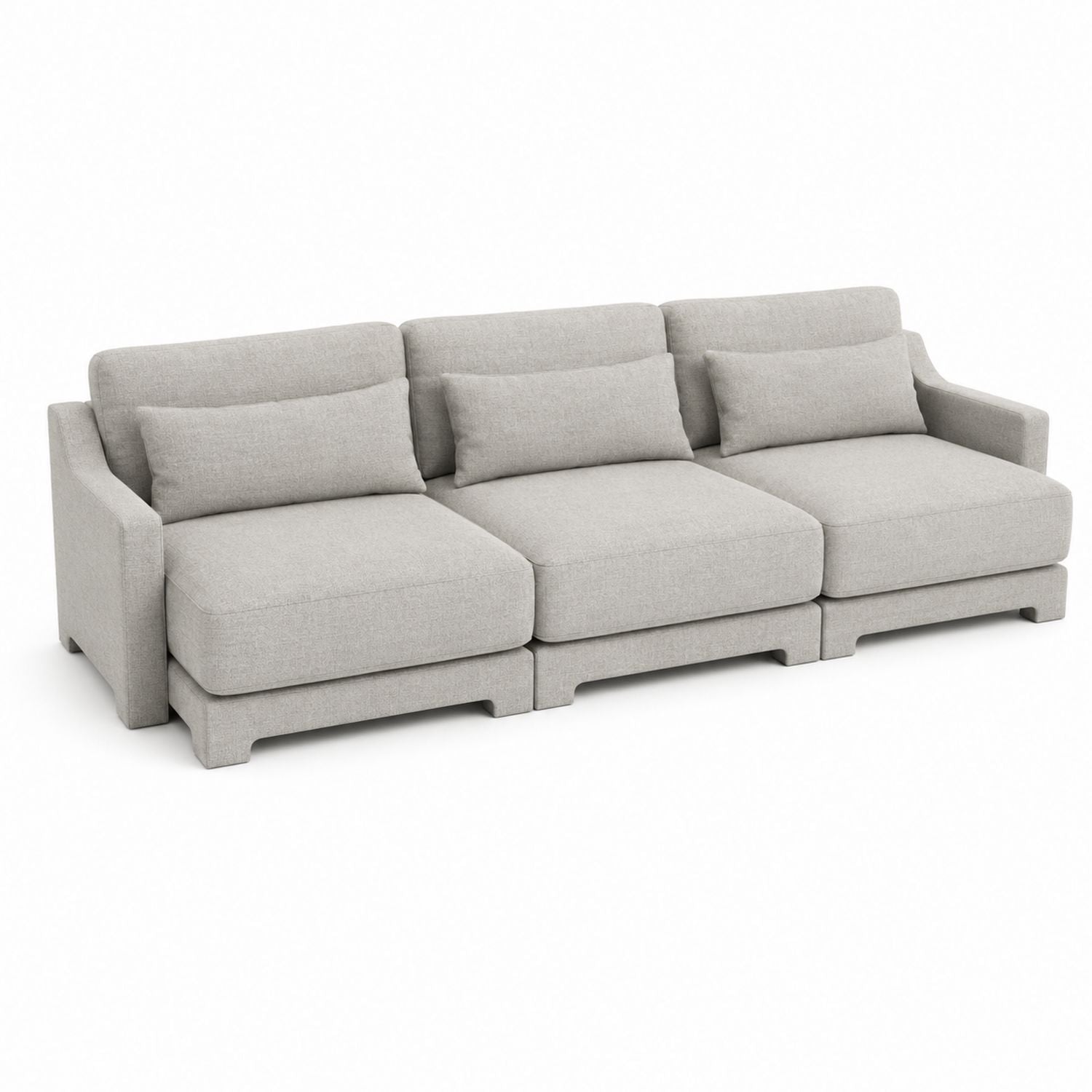 3 Seater Polyester Fabric Sofa Light Gray 300cm