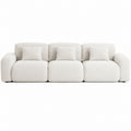 Three-Seater Bouclé Fabric Sofa with Cushions 220cm Length