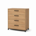 Wooden Dresser 4-Drawer Particle Board Oak Finish with Metal Handles