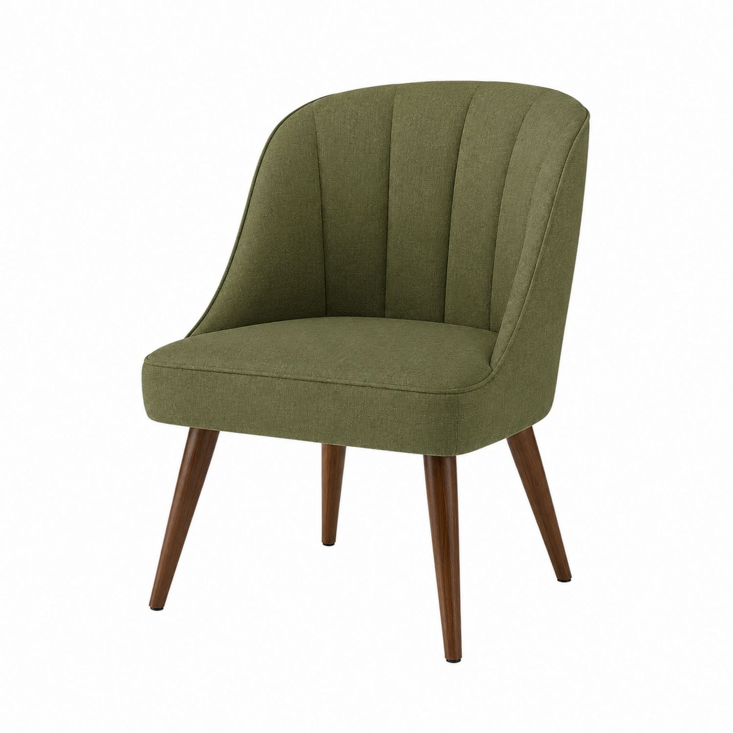 Green Fabric Accent Chair with Wood Legs