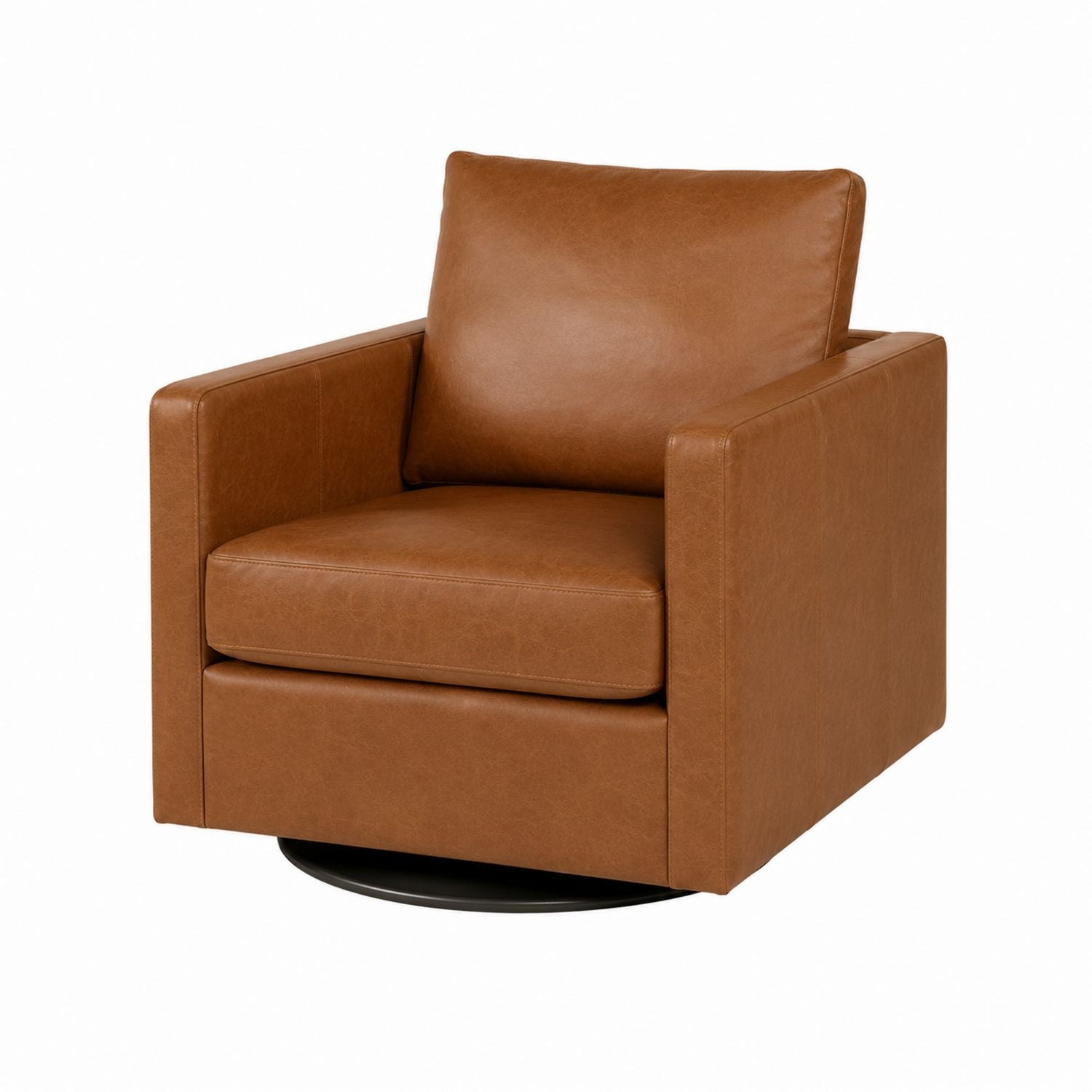 Swivel Armchair Faux Leather Brown 85x85x80 cm