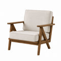Wooden Armchair with Linen Upholstery