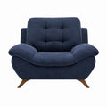 Linen Fabric Armchair Navy Blue