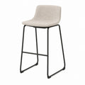 Polyester Upholstered Bar Stool with Steel Frame Beige 75 cm