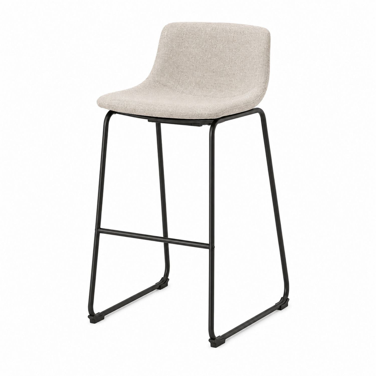 Polyester Upholstered Bar Stool with Steel Frame Beige 75 cm