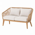 Outdoor Rope Woven Sofa with Polyester Cushions Beige 2-Seater