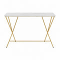 Console Table Faux Marble Top Gold Metal Legs 120x40x75 cm