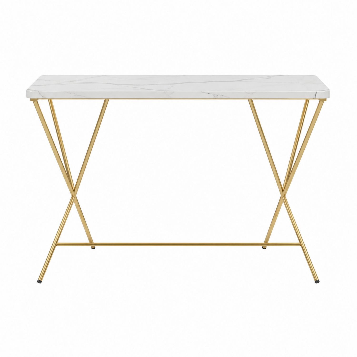 Console Table Faux Marble Top Gold Metal Legs 120x40x75 cm
