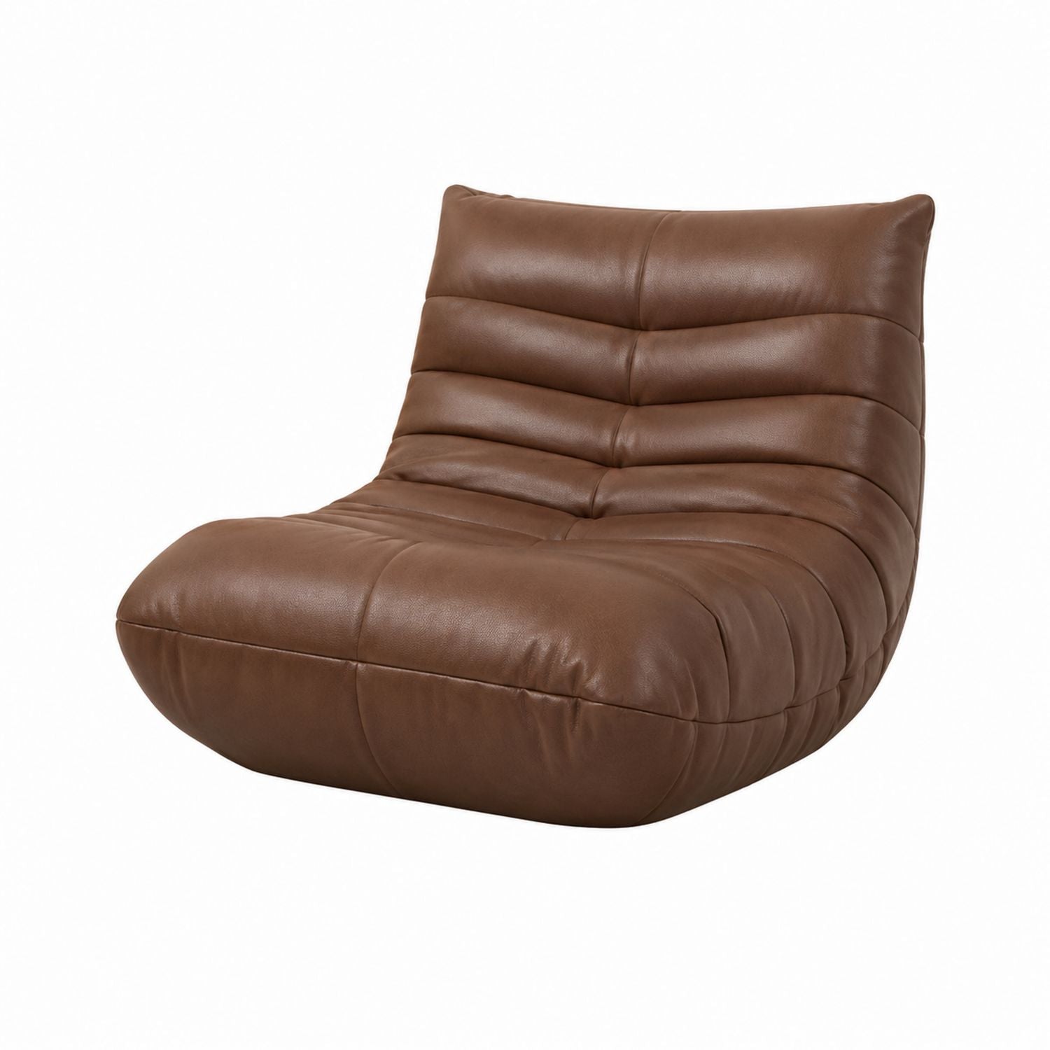 Brown Faux Leather Armless Lounge Chair