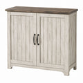 Pine Wood Storage Cabinet with Two Doors Brown and Gray 31.5in x 35.4in x 15.7in