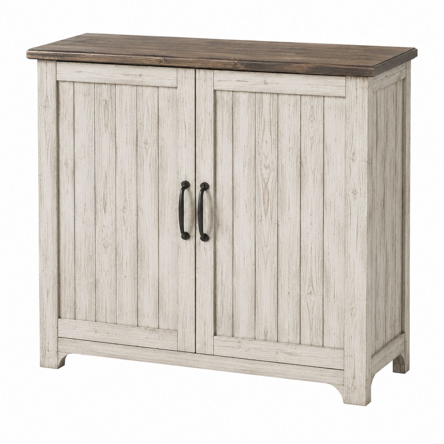 Pine Wood Storage Cabinet with Two Doors Brown and Gray 31.5in x 35.4in x 15.7in
