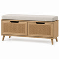 Wooden Shoe Storage Bench with Polyester Cushion Oak 120x40x45 cm