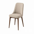 Linen Upholstered Dining Chair Beige with Wood Legs