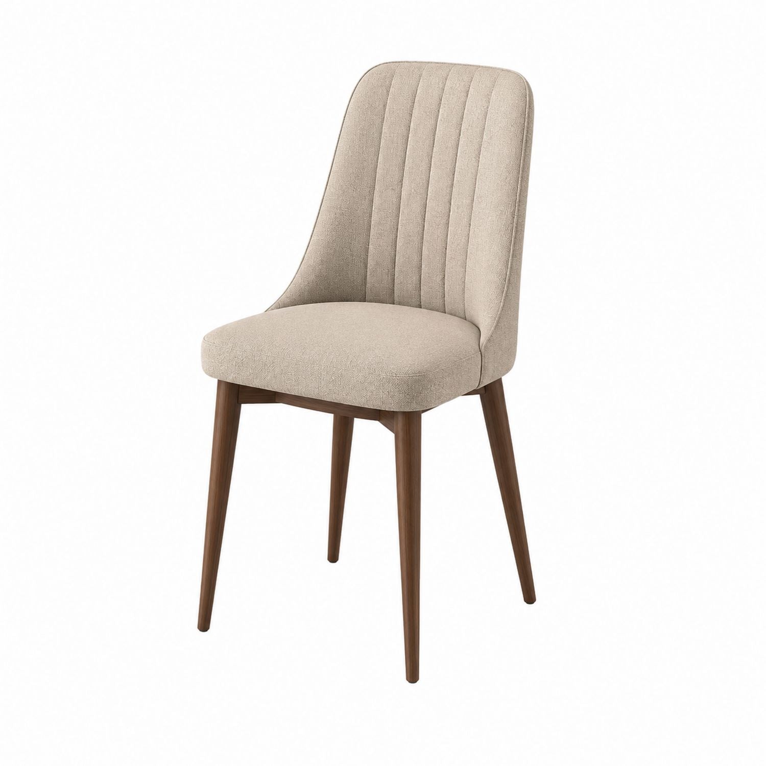Linen Upholstered Dining Chair Beige with Wood Legs