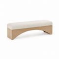 Upholstered Wooden Bench Rectangular 120cm Beige