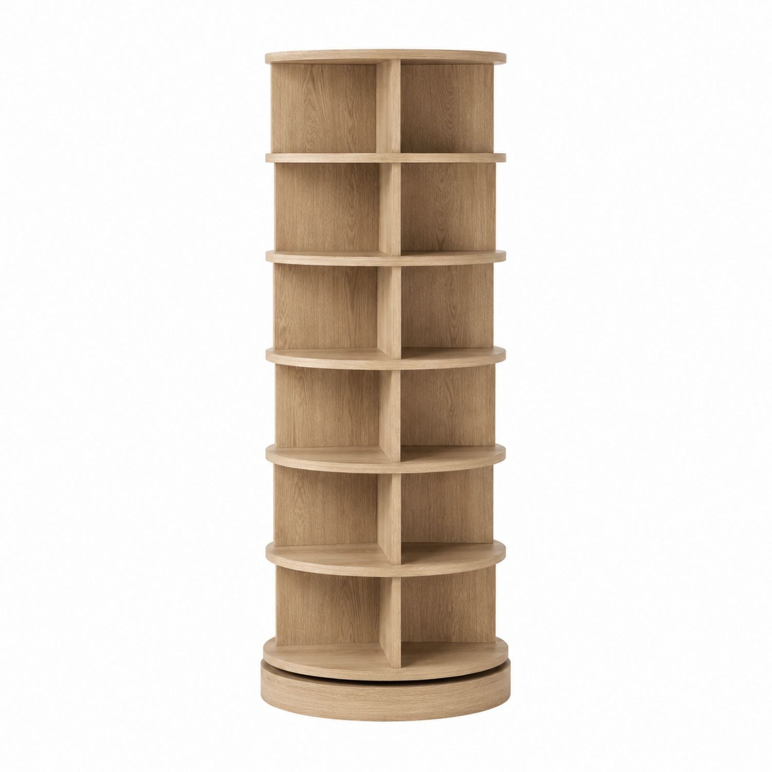Round Rotating Oak Shoe Storage Tower 8-Tier 183cm