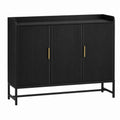 Black MDF Shoe Storage Cabinet with Metal Handles