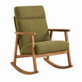 Wooden Rocking Chair with Green Polyester Fabric Cushion