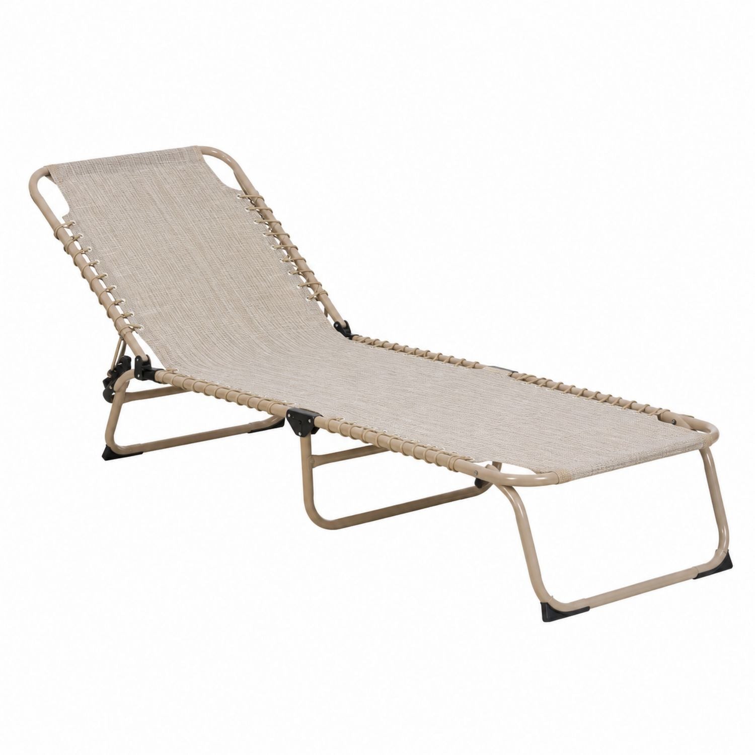 Outdoor Folding Sun Lounger Chair with Metal Frame and Textilene Fabric