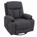 Dark Gray Fabric Recliner Chair with Cup Holders and Swivel Base