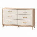 Wooden 6-Drawer Dresser with Linen Fronts and Metal Handles
