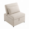 Beige Linen Single Armless Sofa Chair with Storage
