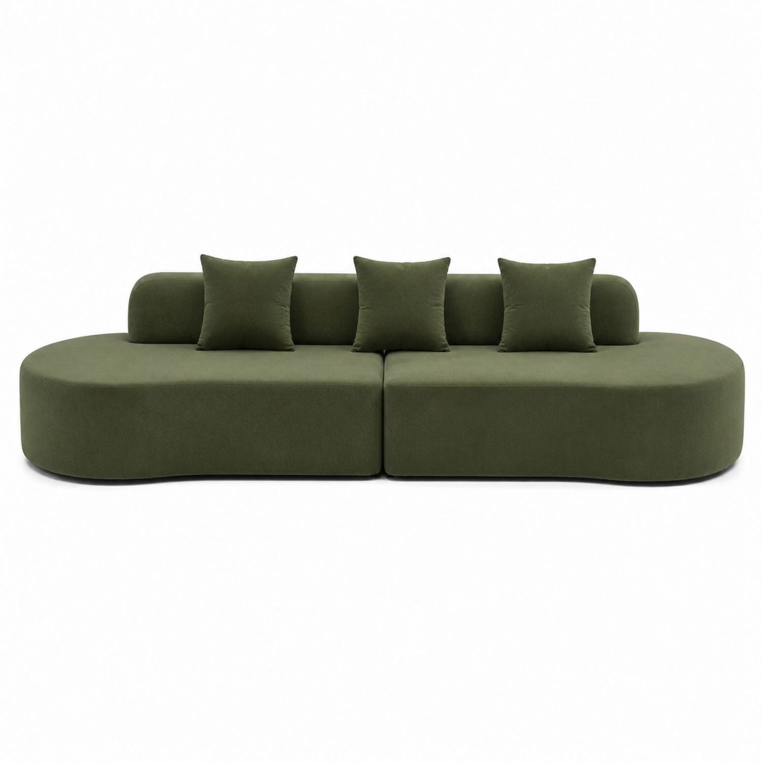 Green Polyester Modular Sofa with Cushions 300cm