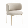 Linen Fabric Dining Chair with Steel Legs Beige