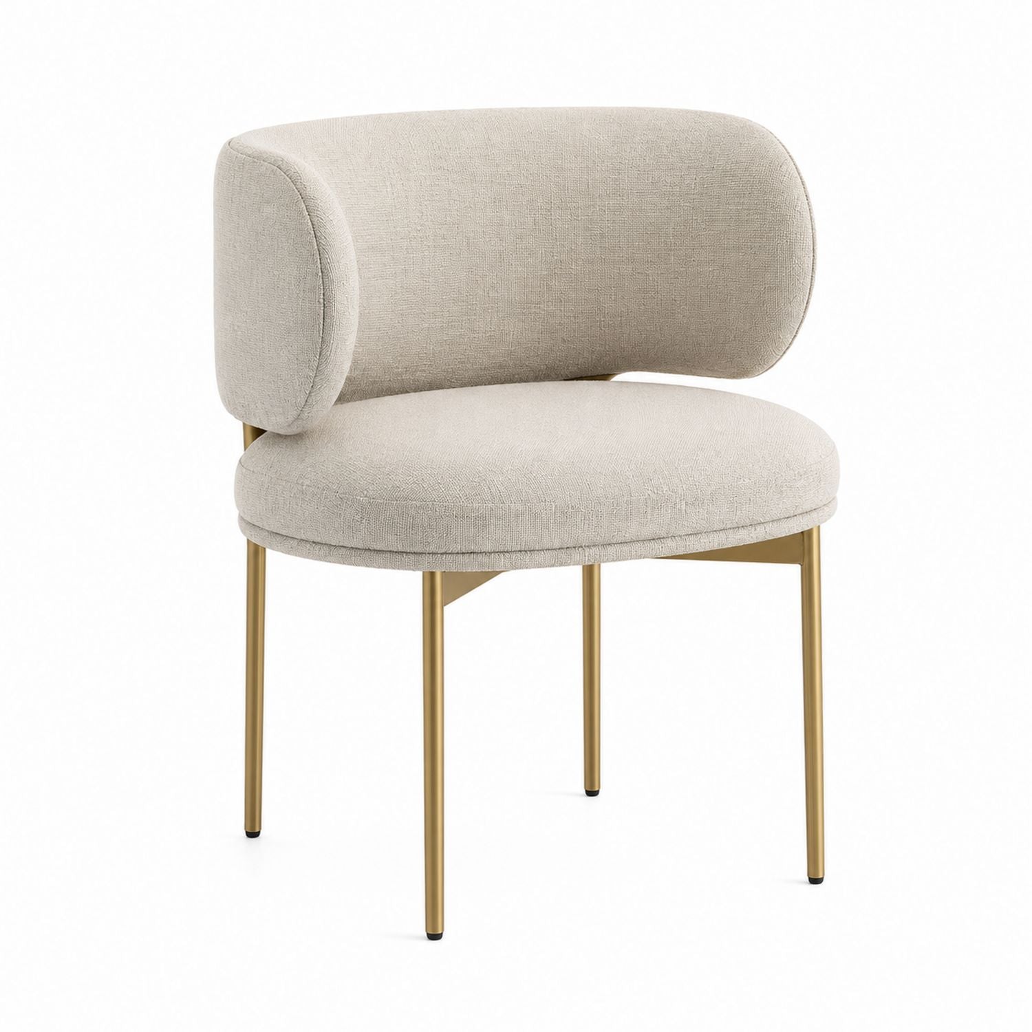 Linen Fabric Dining Chair with Steel Legs Beige