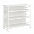 Metal and Engineered Wood 3-Tier Wine Rack Bar Stand White