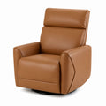 Recliner Chair Faux Leather Brown Swivel Lounge