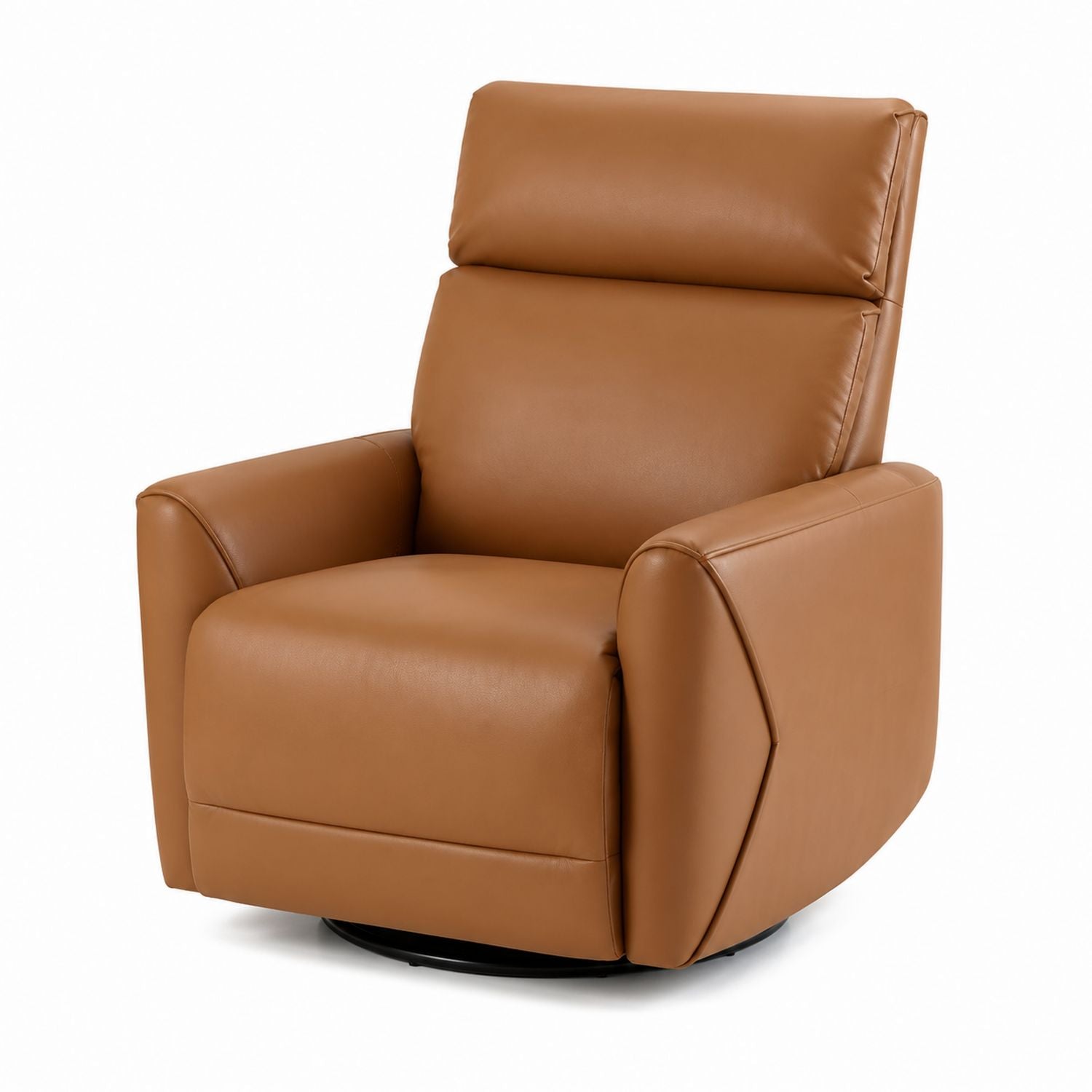 Recliner Chair Faux Leather Brown Swivel Lounge